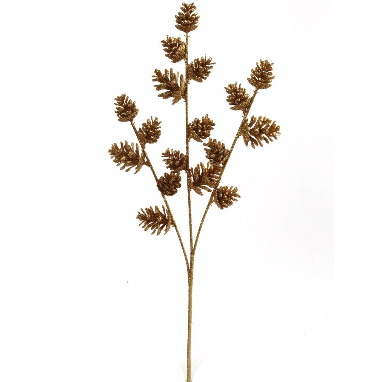 Gold Glitter Pine Cone Spray with 16 Lifelike Pine Cones | 18-Inch | Vibrant Holiday Xmas Accents | Christmas Florals | Home & Office Decor (Set of 36)